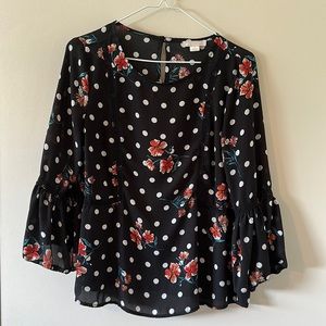 Black polka dot blouse